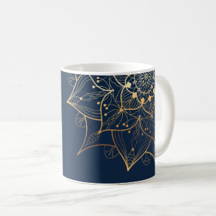 Taza De Café Mandala azul y oro   El arte islámico inspirado