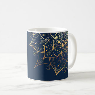 Taza De Café Mandala azul y oro | El arte islámico inspirado