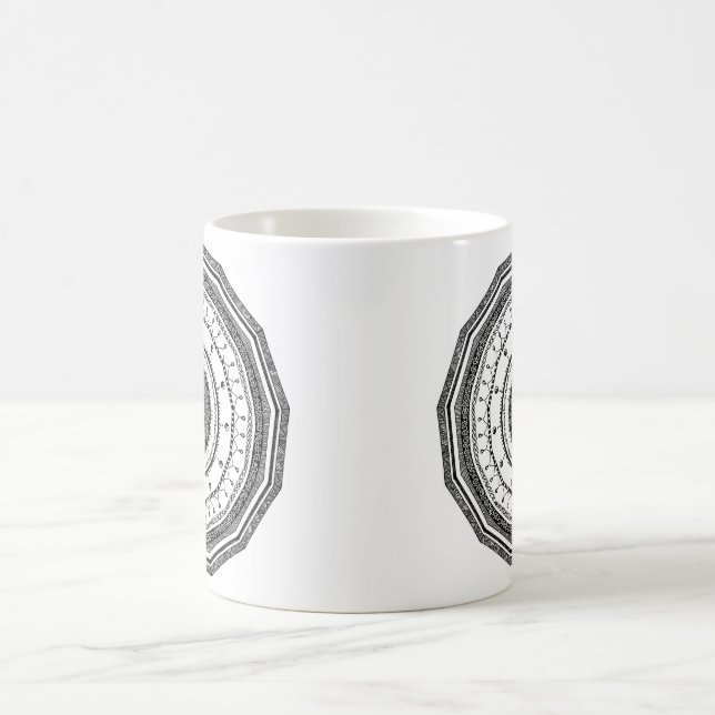 Taza De Café Mandala blanco y negro con el yin yang (Centro)