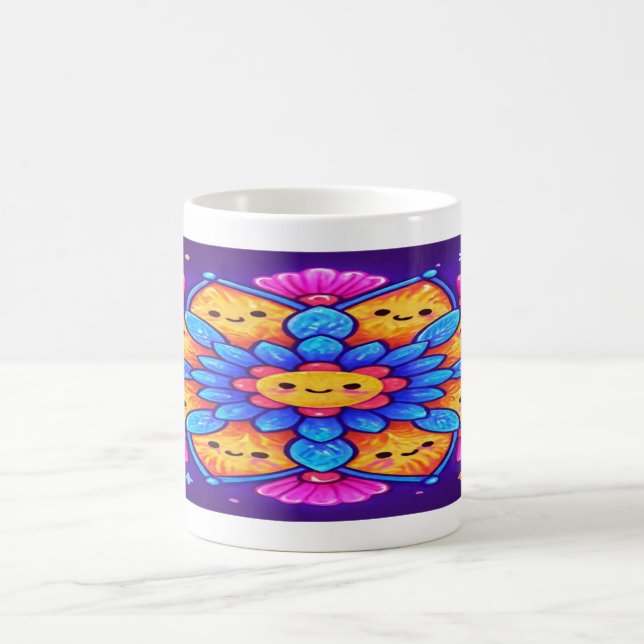 Taza De Café “Mandala Bloom: Sip Joyfully in Neon Kawaii” (Centro)