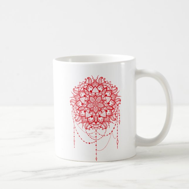 Taza De Café Mandala burgundy Indian (Derecha)