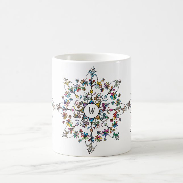 Taza De Café Mandala colorida Monogramada (Centro)