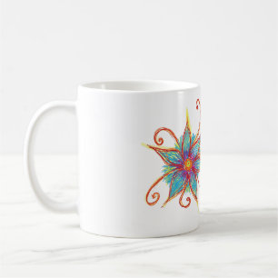 Taza De Café Mandala de flores azules personalizada