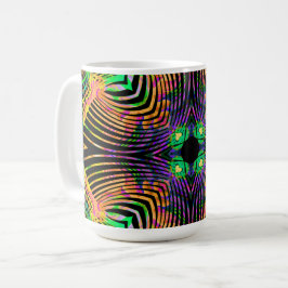 Taza De Café Mandalá de Línea Negrita Naranja,Verde