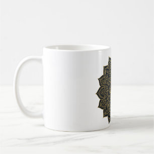 Taza De Café Mandala de oro y marina