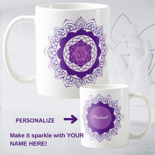 Taza De Café Mandala del Chakra Corona -Sahasrara con Om 