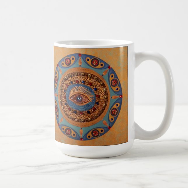 Taza De Café Mandala del mal de ojo: Pintura única (Derecha)