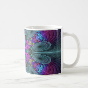 Taza De Café Mandalá desde el centro Arte fractal colorido con