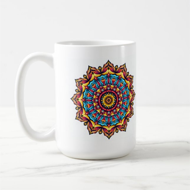 Taza De Café Mandala en blanco (Izquierda)