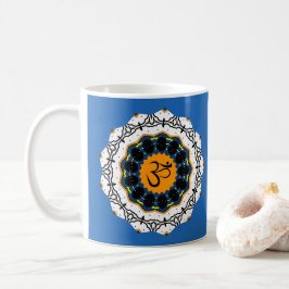 Taza De Café Mandala Espiritual Yoga Om Símbolo Geométrico Azul