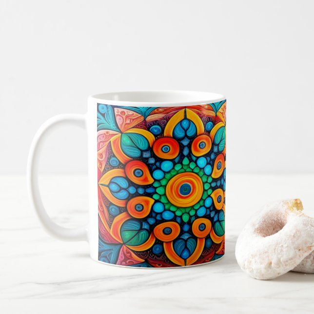 Taza De Café Mandala étnica audaz (Con donut)