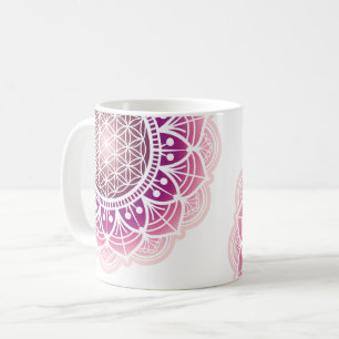 Taza De Café Mándala - Flor de la vida - rosa