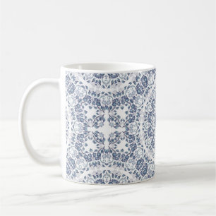 Taza De Café Mándala floral azul polvoriento