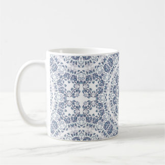 Taza De Café Mándala floral azul polvoriento