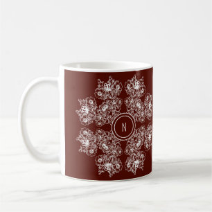 Taza De Café Mandala floral étnica. Corona floral