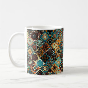 Taza De Café Mandala floral étnica sin fisuras. Colorido m