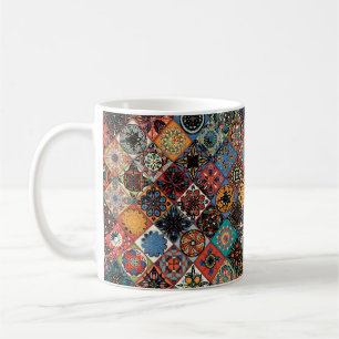 Taza De Café Mandala floral étnica sin fisuras. Colorido m
