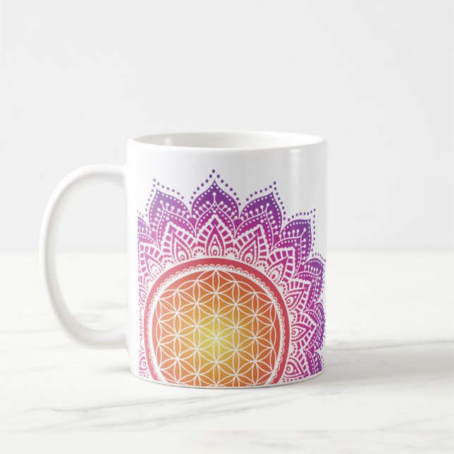 Taza De Café Mandala Flower of life sun rising (Izquierda)