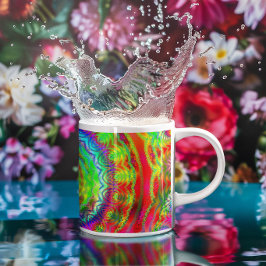 Taza De Café Mandalá Fractal Tiedye Arcoíris
