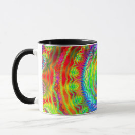 Taza De Café Mandalá Fractal Tiedye Arcoíris