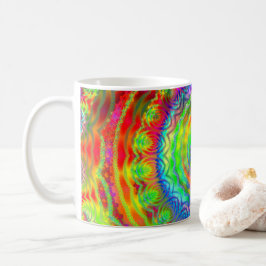 Taza De Café Mandalá Fractal Tiedye Arcoíris