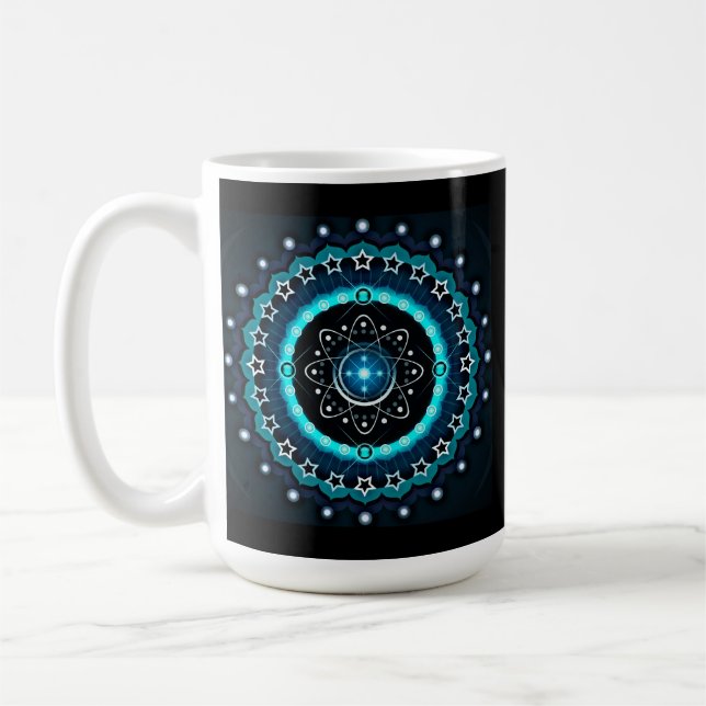 Taza De Café Mandala Kaleidoscope con fondo negro (Izquierda)