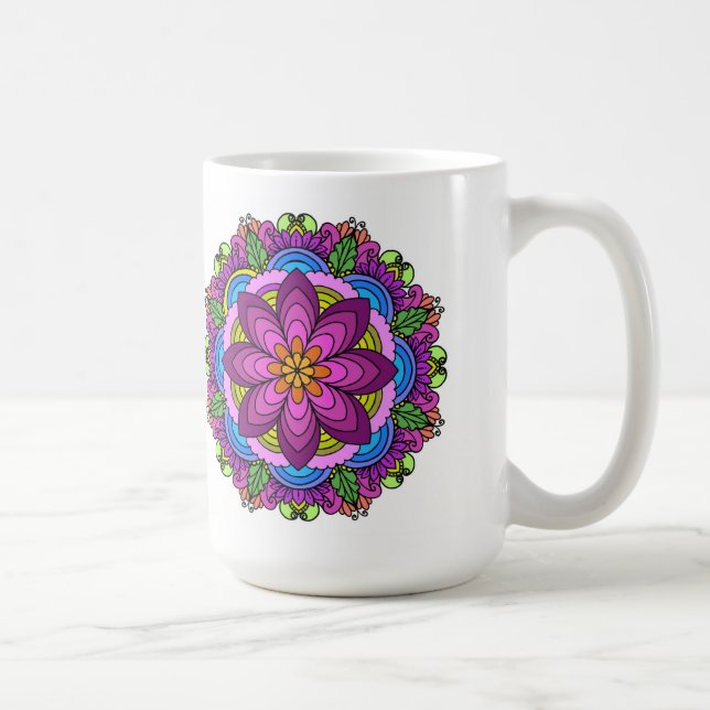 Taza De Café Mandala Mug: Lotus Bloom Mandala (Derecha)