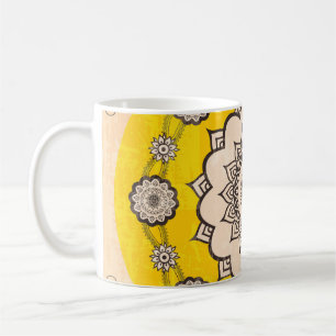 Taza De Café Mandala Ornamental: Diseño de estilo étnico.