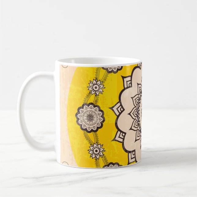 Taza De Café Mandala Ornamental: Diseño de estilo étnico. (Izquierda)