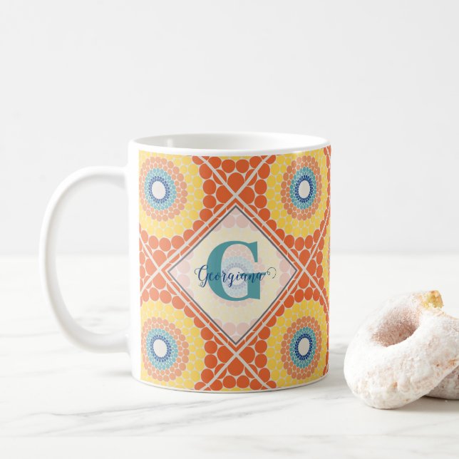 Taza De Café Mandala personalizada de verano con aire engrasado (Con donut)