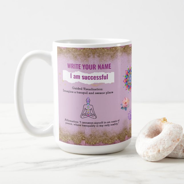 Taza De Café Mandala Pink Chakra Yoga Magic Stress Relief  (Con donut)