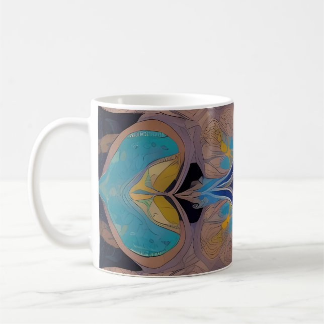 Taza De Café Mandala radiante: Vibrante arte de fantasía simétr (Izquierda)