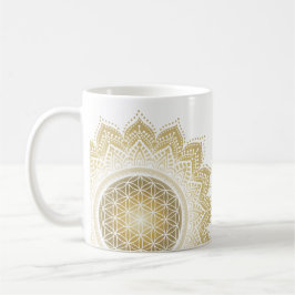 Taza De Café Mandala romántica Flor de oro de la vida sol