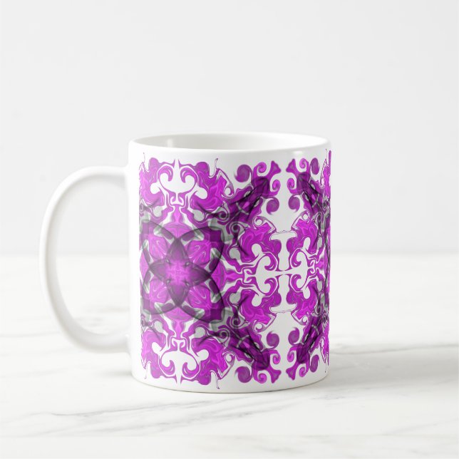 Taza De Café Mandala rosa abstracta, giros mariposos psicodélic (Izquierda)