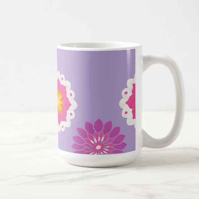 Taza De Café mandala rosa y violeta pastel inspirada en india (Derecha)