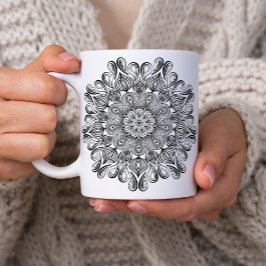 Taza De Café Mandala Trippy en blanco y negro Hippie psicodélic