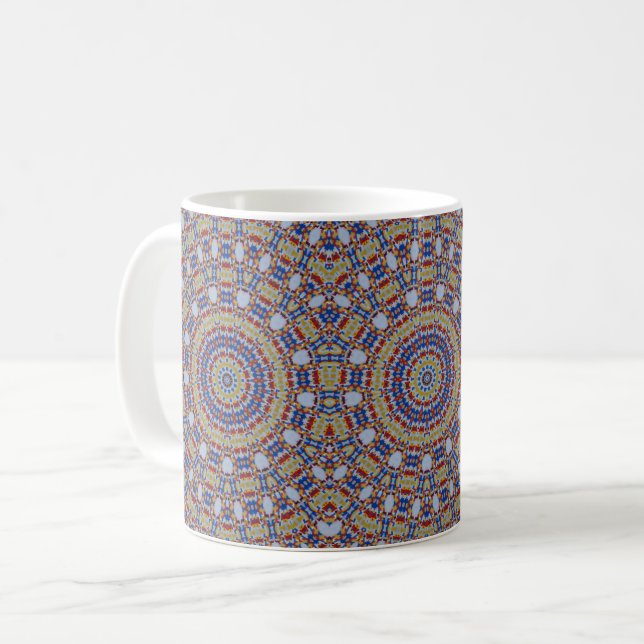 Taza De Café Mandala yellow blue coffee mug (Anverso izquierdo)