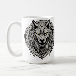 Taza De Café Mandalas del Lobo Feroz: Símbolo de Fuerza