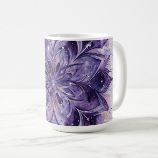 Taza De Café Mandalas Florales Acuarela Púrpura