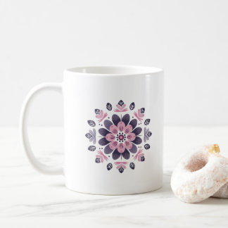 Taza De Café Mandalas Florales Rosa y Morado - Escandinavo