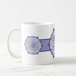 Taza De Café Mandela Azul y Blanco Con Criaturas Tumble Termal