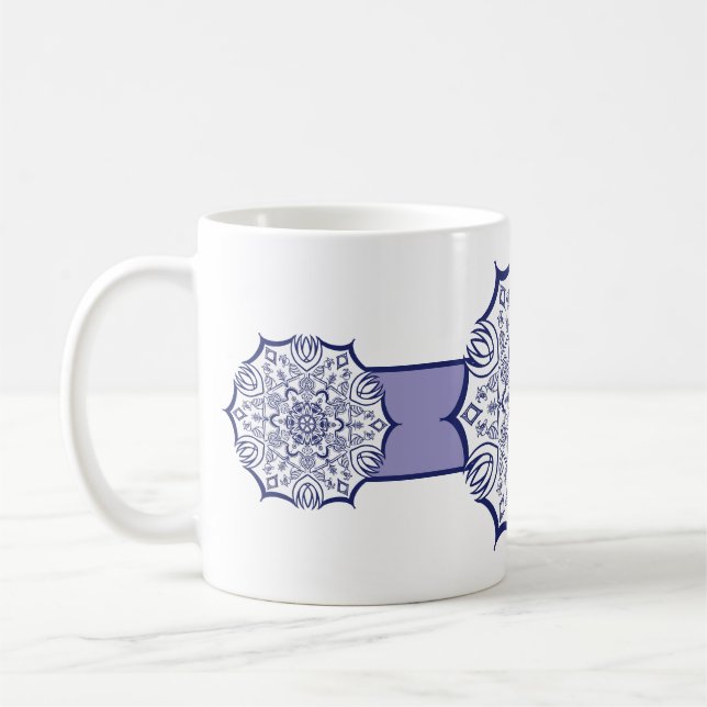 Taza De Café Mandela Azul y Blanco Con Criaturas Tumble Termal (Izquierda)
