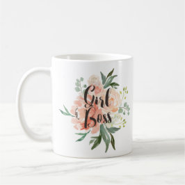 Taza De Café Mando de Chica floral de color de agua de primaver