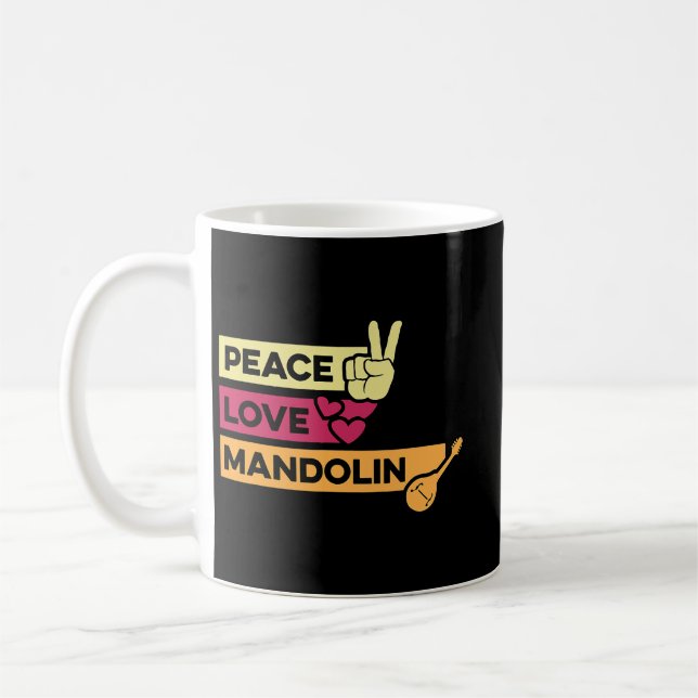 Taza De Café Mandolin Lover Peace Love Mandolin Maestro (Izquierda)
