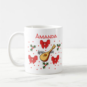 Taza De Café Mandolin Red Bows Holly deja Personalizar del patr