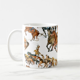 Taza De Café Manejar caballos sin fisuras. Vaquero americano. 