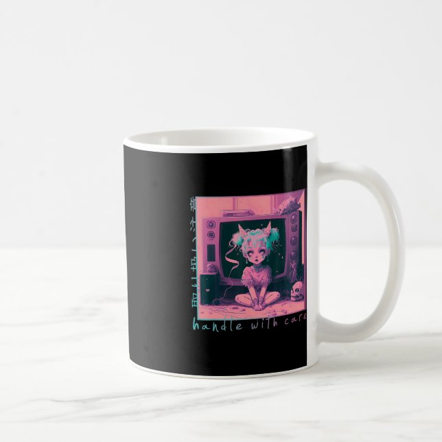 Taza De Café Manejo con cuidado Pastel Gótico Kawaii Anime Menh (Derecha)