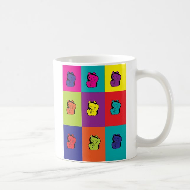Taza De Café Maneki Neko Kitty Pop Art Mug (Derecha)