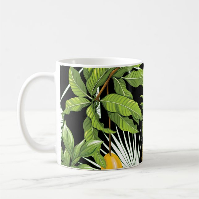 Taza De Café Mango de piña: Ilustracion negro de cosecha. (Izquierda)