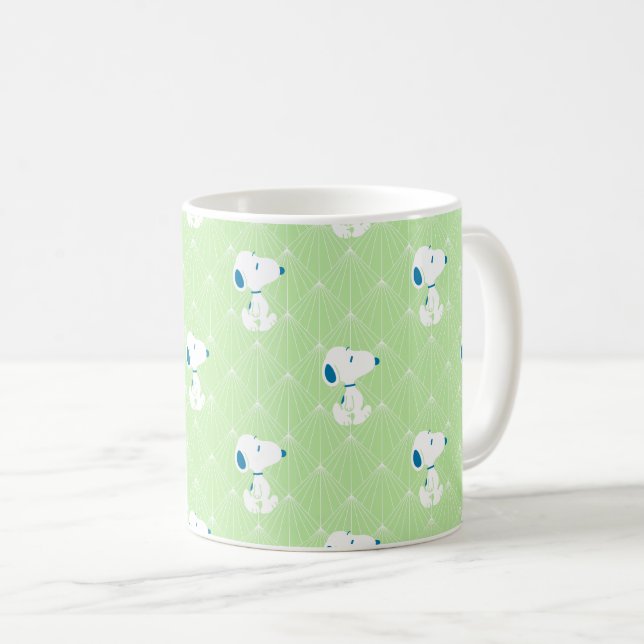 Taza De Café Maní | Patrón de sueños de deco verde Snoopy (Anverso derecho)
